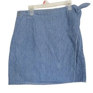 Blouson By Rockpool Womens Skirt Size Small Faux Wrap Side Tied Blue Denim